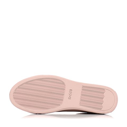 BASTO/百思图春季专柜同款粉色牛皮舒适平跟女休闲鞋TW328AM7