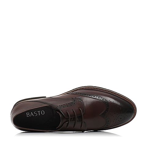 BASTO/百思图春季专柜同款啡色牛皮英伦系带男皮鞋AYF04AM7