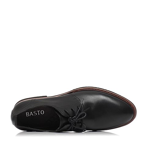 basto/百思图2017春季专柜同款黑色牛皮系带男皮鞋ayf06am7