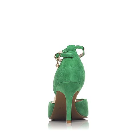 BASTO/百思图春季专柜同款绿色羊皮玛丽珍女凉鞋TP902AK7