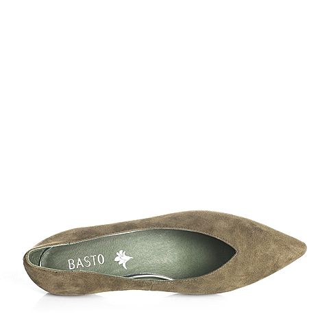 BASTO/百思图春季绿色羊皮简约时尚中跟女单鞋M5081AQ7