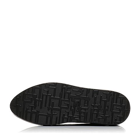 BASTO/百思图秋季专柜同款黑色光面超纤PU系带坡跟女休闲鞋YHM01CM7
