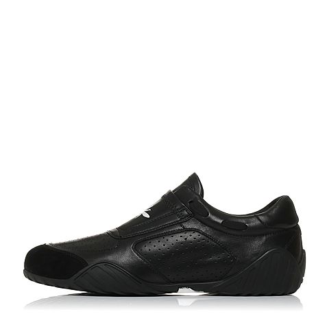 BASTO/百思图秋季新品黑色牛皮/羊皮时尚舒适系带女休闲鞋GL443CM7
