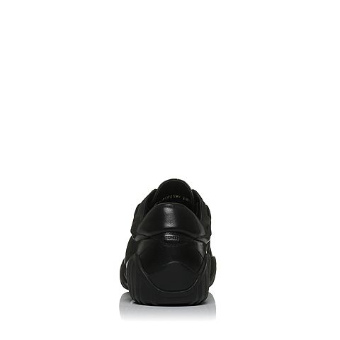 BASTO/百思图秋季新品黑色牛皮/羊皮时尚舒适系带女休闲鞋GL443CM7