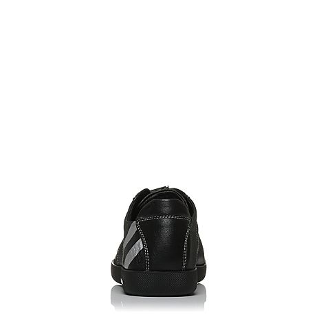 BASTO/百思图秋季专柜同款黑色软面牛皮松紧带平跟男休闲鞋BLH15CM7