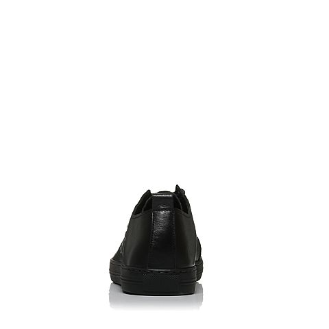 BASTO/百思图秋季专柜同款黑色软面牛皮圆头平跟男休闲鞋BIK20CD7