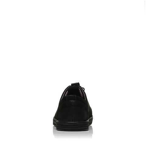BASTO/百思图秋季专柜同款黑色牛皮简约纯色男休闲鞋AYB44CM7