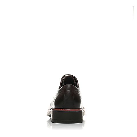 BASTO/百思图秋季专柜同款棕色牛皮镂花系带方跟男皮鞋AZN02CM7