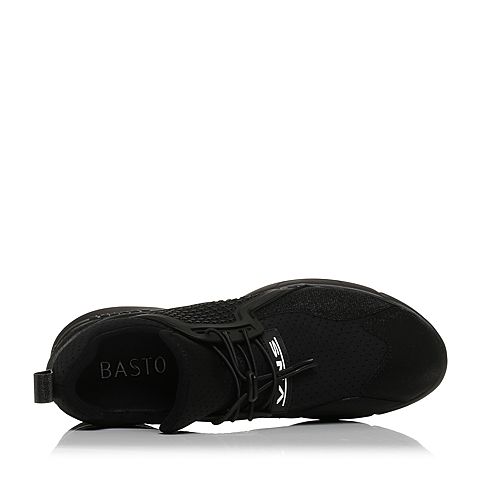BASTO/百思图秋季专柜同款黑色TPU/弹力布/织带运动风女休闲鞋17C74CM7