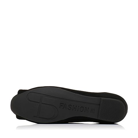 BASTO/百思图秋季专柜同款黑色羊皮休闲水钻浅口方跟女单鞋17C49CQ7