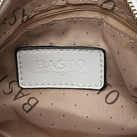 BASTO/百思图秋季专柜同款白色牛剖层皮革菱格小香风女单肩包C1216CX7
