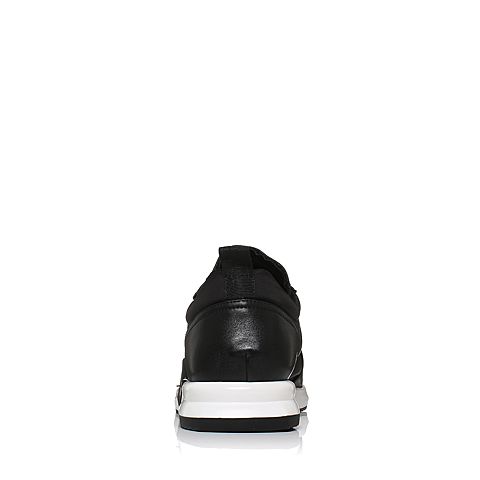 BASTO/百思图秋季专柜同款黑色编织布/超纤PU运动风男休闲鞋BMS08CM7