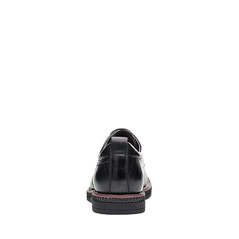 BASTO/百思图冬季专柜同款黑色软面牛皮系带圆头男皮鞋ATB15DM7