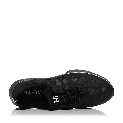 BASTO/百思图秋季专柜同款黑色滴胶布/TPU男休闲鞋BHQ18CM7