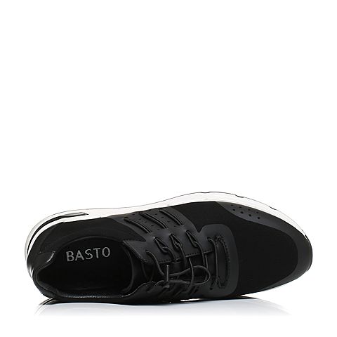 BASTO/百思图秋季专柜同款黑色滴胶布/TPU男休闲鞋BHQ29CM7