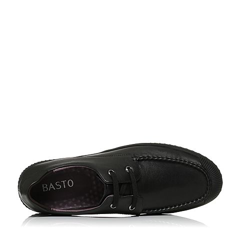BASTO/百思图秋季专柜同款黑色软面牛皮男休闲鞋BIW05CM7