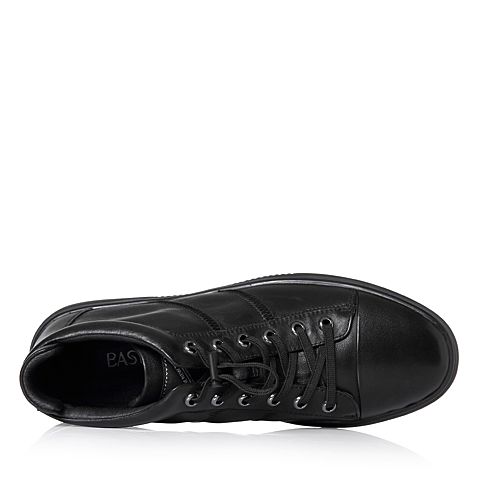 BASTO/百思图冬季专柜同款黑色软面牛皮男休闲鞋BCX27DD7
