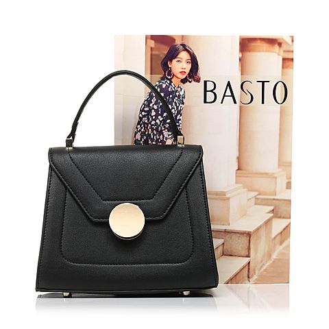 BASTO/百思图冬季黑色人造革时尚简约纯色女单肩包X1253DN7