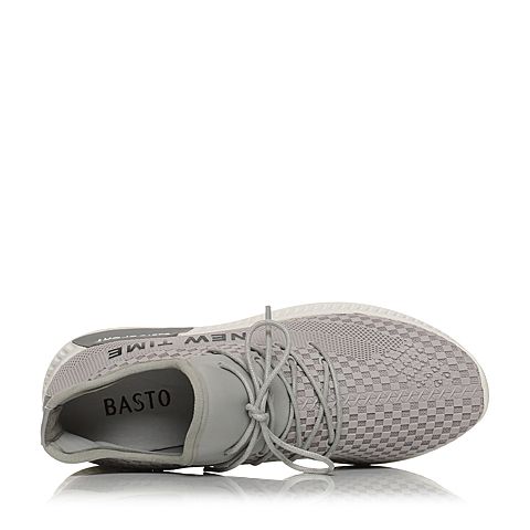 BASTO/百思图冬季专柜同款灰色滴胶/纺织品运动风女休闲鞋17Y03CM7