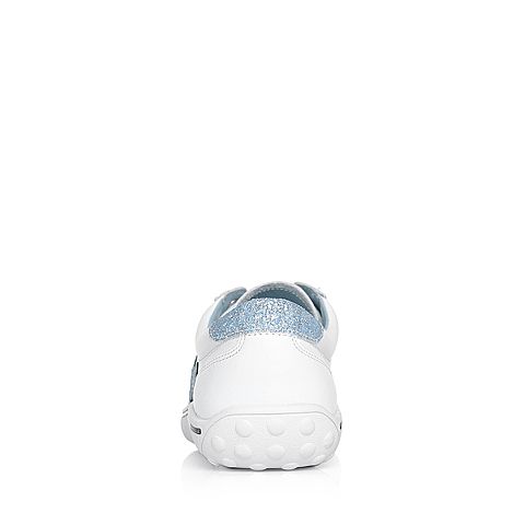 BASTO/百思图2018春季专柜同款白色软面牛皮系带休闲字母女小白鞋YKR05AM8