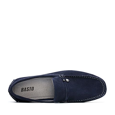 BASTO/百思图2018春季专柜同款剖层牛皮革平跟套脚男鞋86306AM8