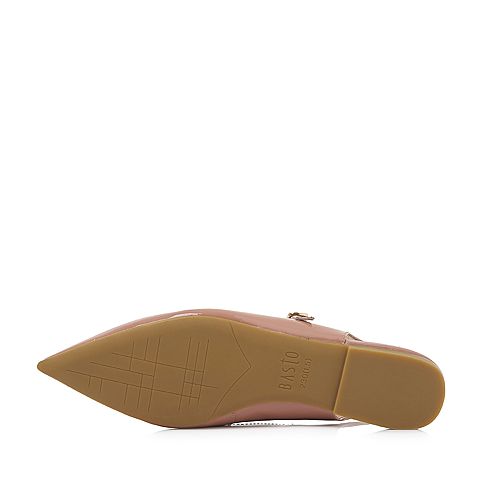BASTO/百思图2018春季专柜同款粉色牛皮尖头简约女凉鞋AA701AH8