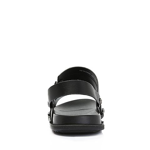 BASTO/百思图2018夏季专柜同款黑色软面牛皮革平跟男凉鞋BUS02BL8