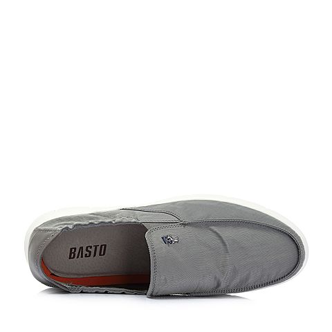 BASTO/百思图2018夏季专柜同款灰色编织布套脚平跟男休闲鞋BRH04BM8