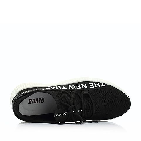 BASTO/百思图2018夏季专柜同款黑色运动风男休闲鞋YGJA2BM8