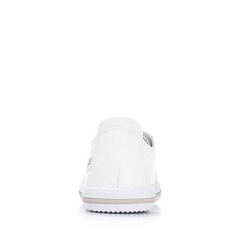 BASTO/百思图2018夏季专柜同款白色软面牛皮革条纹女鞋YIP61BM8