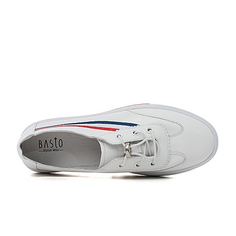 BASTO/百思图2018夏季专柜同款软面牛皮革条纹女鞋YIP61BM8