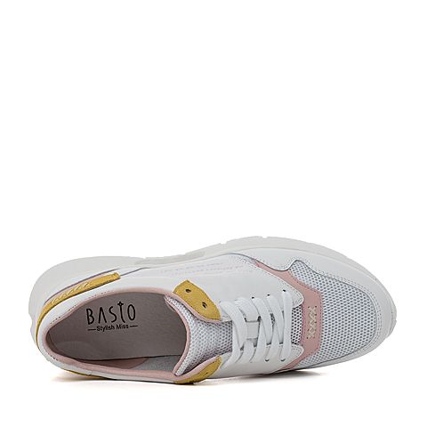 BASTO/百思图2018夏季专柜同款字母小白鞋女休闲鞋老爹鞋YSF10BM8