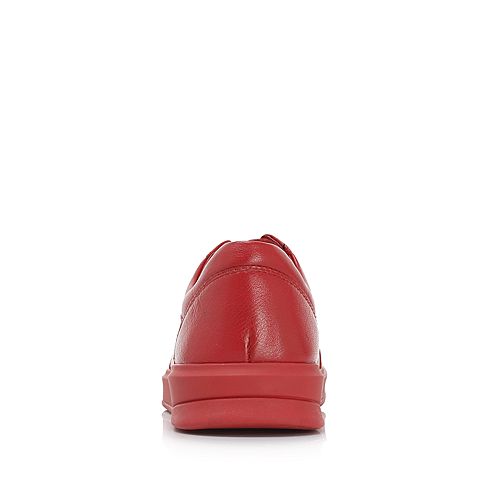 BASTO/百思图2018秋季专柜同款红色纺织物/牛皮革松紧带平跟男休闲鞋BVD04CM8