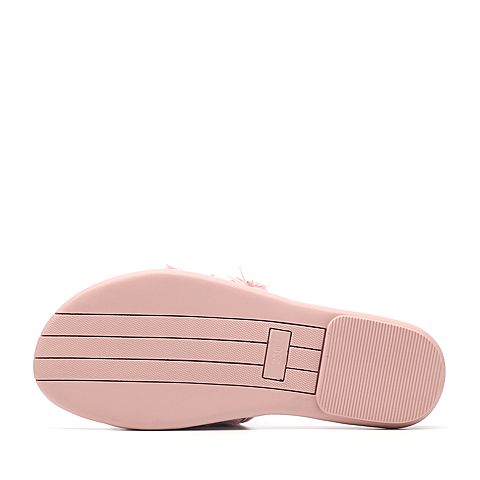 BASTO/百思图2018夏季专柜同款浅粉色闪钻休闲平跟女凉拖鞋YJG03BT8