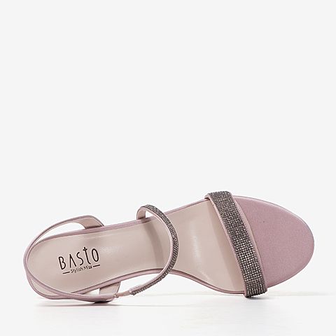 BASTO/百思图夏季专柜同款粉色闪钻优雅细跟休闲女凉鞋MB301BL9