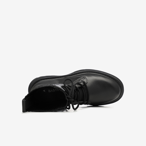 百思图2020冬季新款商场同款潮酷圆头系带马丁靴女皮短靴RAB62DZ0