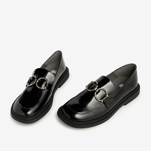 百思图2021春季新款商场同款时尚圆环饰扣浅口单鞋女皮鞋WGT01AA1