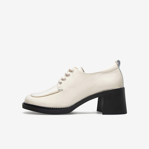 百思图2021春季新款商场同款时尚潮流石头纹粗跟女单鞋WJD01AM1