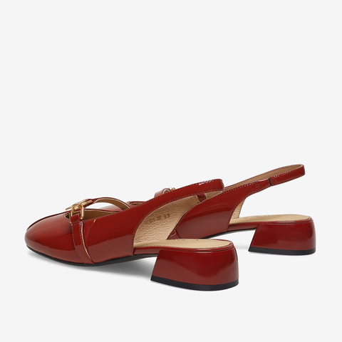 百思图2023夏季新款商场同款时髦复古粗跟圆头后空女凉鞋RD211BH3