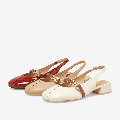 百思图2023夏季新款商场同款时髦复古粗跟圆头后空女凉鞋RD211BH3