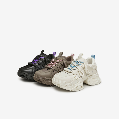 百思图2024春季新款商场同款街头运动老爹鞋厚底女休闲鞋XC058AM4