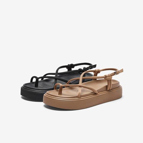 百思图2023夏季新款商场同款复古罗马凉厚底女凉鞋MB506BL3