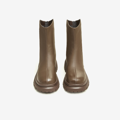 百思图2023冬季新款商场同款时尚简约时装靴粗跟女短靴MD810DZ3