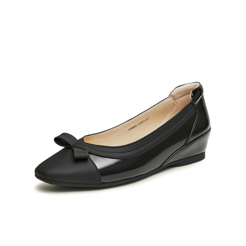 百思图2024春季新款时尚简约通勤粗跟浅口女单鞋VXM05AQ4