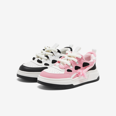 百思图2024春季新款商场同款时尚运动板鞋厚底女休闲鞋VZS02AM4