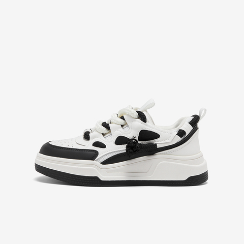 百思图2024春季新款商场同款时尚运动板鞋厚底女休闲鞋VZS02AM4