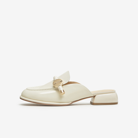 百思图2024夏季新款商场同款简约时尚穆勒拖粗跟女凉鞋KB236BH4