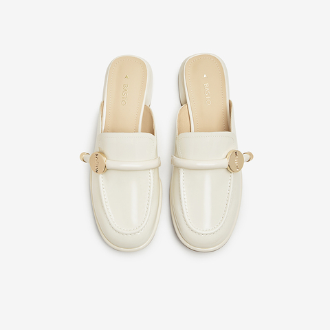 百思图2024夏季新款商场同款简约时尚穆勒拖粗跟女凉鞋KB236BH4