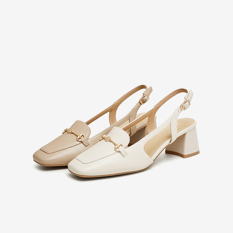 百思图2024夏季新款商场同款时髦金属扣方头粗跟女凉鞋RJF51BH4