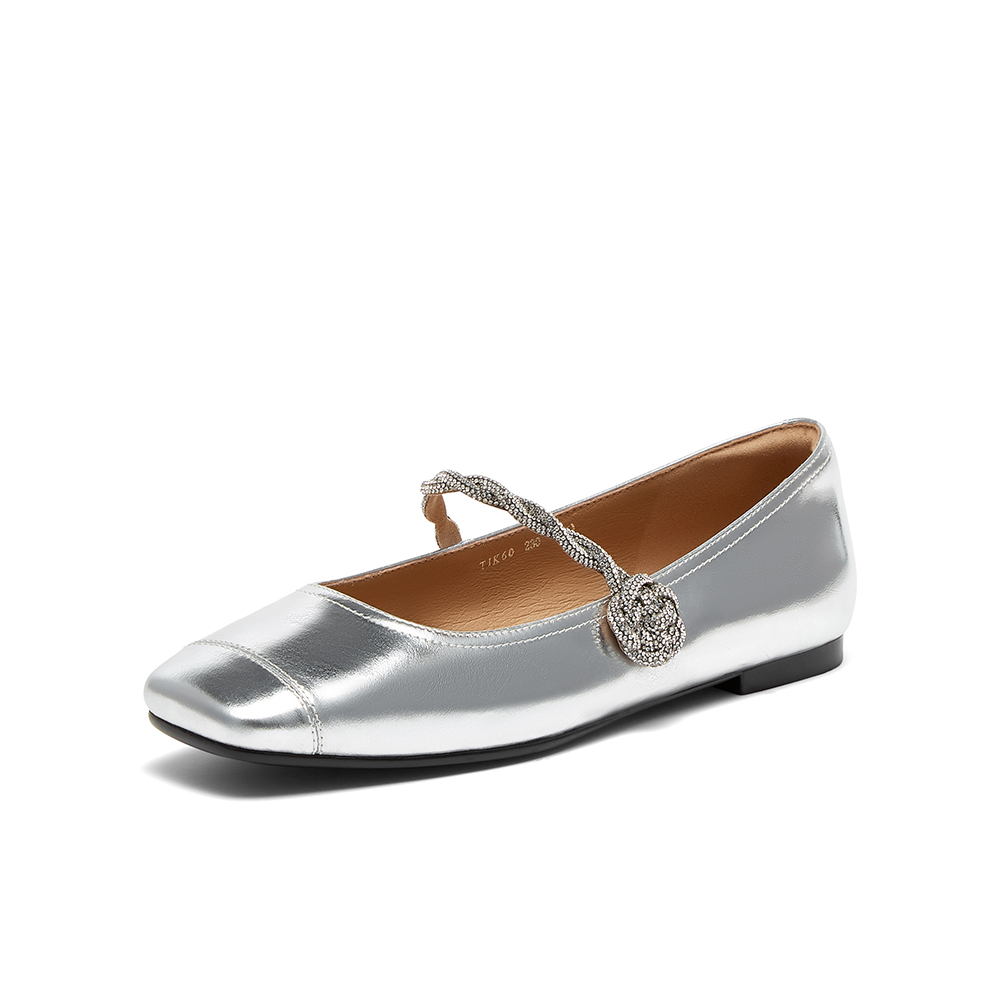 百思图2024秋季新款时尚简约复古玛丽珍鞋方头浅口女单鞋TIK60CQ4